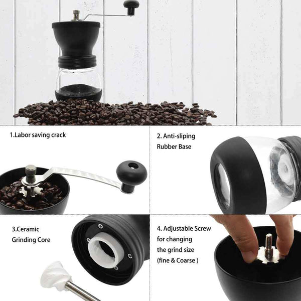 Coffee Bean Grinder - Manual Hand Stainless Ceramic Burr