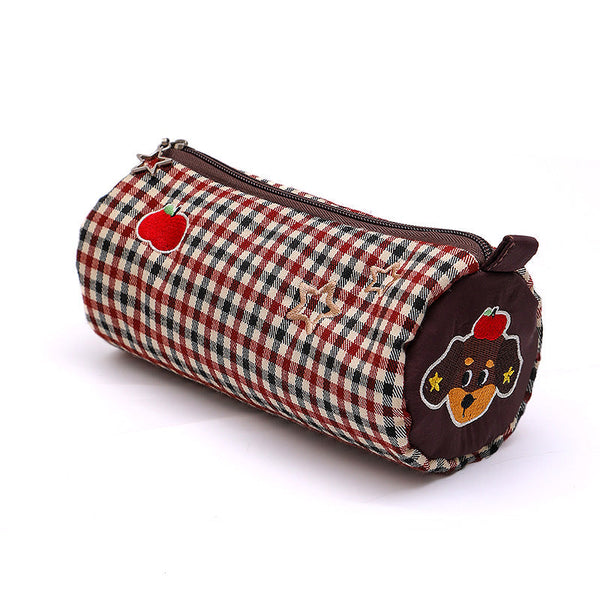 Coffee Vibrant Color Block Pencil Case - Large Capacity