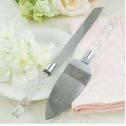Cutting Cake Knife and Silver Blade Cake Server Set Wedding