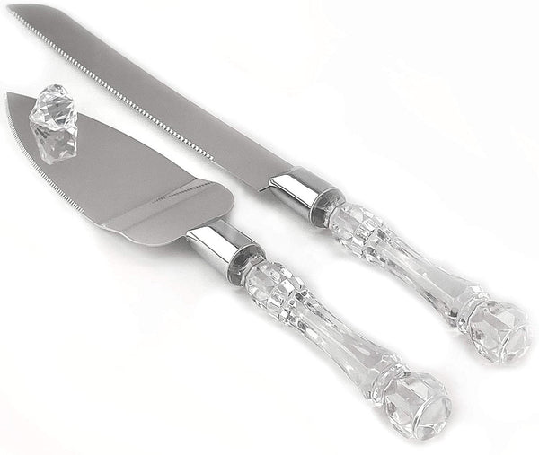 Cutting Cake Knife and Silver Blade Cake Server Set Wedding