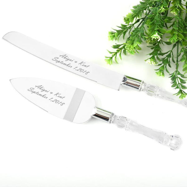 Cutting Cake Knife and Silver Blade Cake Server Set Wedding
