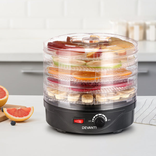 Devanti 5 Trays Food Dehydrator Fruit Dehydrators Pet Beef