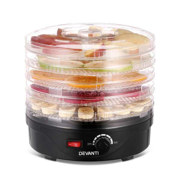 Devanti 5 Trays Food Dehydrator Fruit Dehydrators Pet Beef
