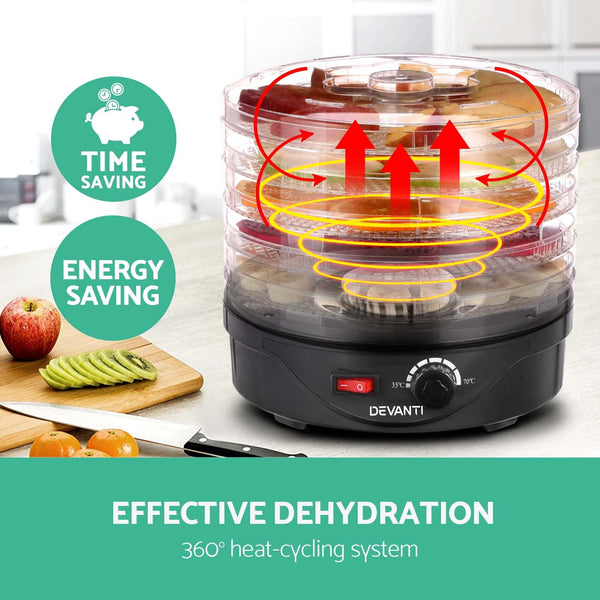 Devanti 5 Trays Food Dehydrator Fruit Dehydrators Pet Beef