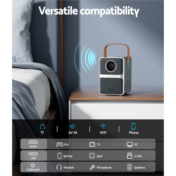 Devanti Portable Mini Video Projector 4K Wifi Home Theater
