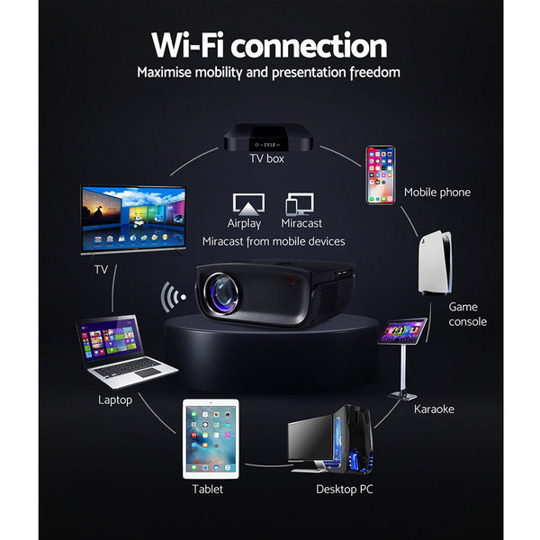 Devanti Portable Mini Video Projector Wifi 1080P Home