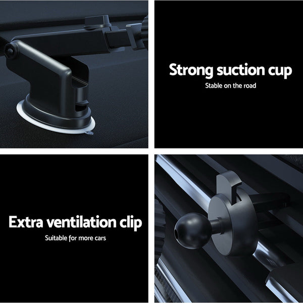 Devanti Wireless Car Charger Fast Charging Car Mount Vent