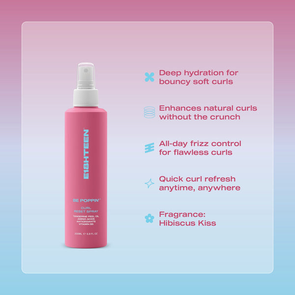 E18HTEEN Be Poppin’ Curl Reset Spray 200ml - Hair Care