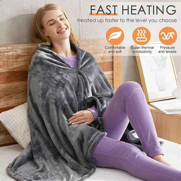 Electric Heated Flannel Blanket - 150x80cm USB-Powered