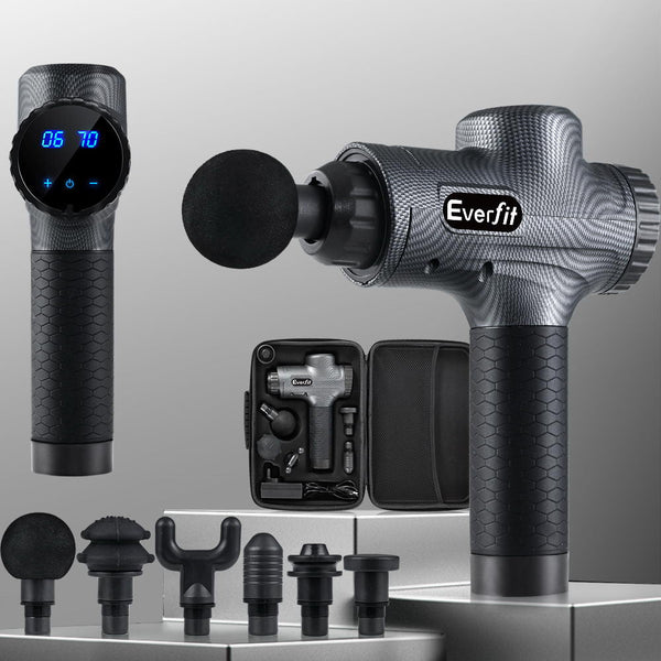 Everfit Massage Gun 30 Speed 6 Heads Vibration Muscle