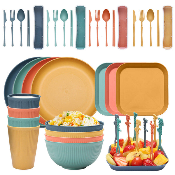 Four-person Set Multicolor Eco-Friendly Wheat Straw
