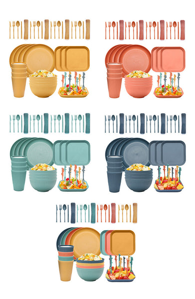 Four-person Set Yellow Eco-Friendly Wheat Straw Dinnerware