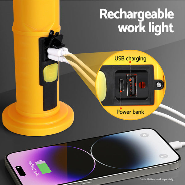 Giantz Work Light Rechargeable USB Cordless LED Lamp Hook