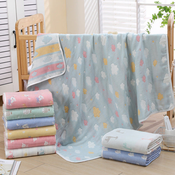 Giraffe 6-Layer Muslin Baby Blanket - Soft Cotton Bedding