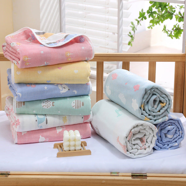 Giraffe 6-Layer Muslin Baby Blanket - Soft Cotton Bedding