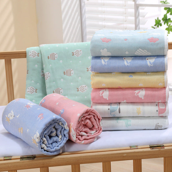 Giraffe 6-Layer Muslin Baby Blanket - Soft Cotton Bedding