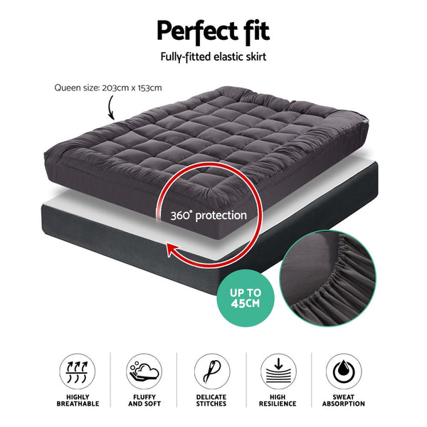 Giselle Bedding Mattress Topper Pillowtop Bamboo Charcoal