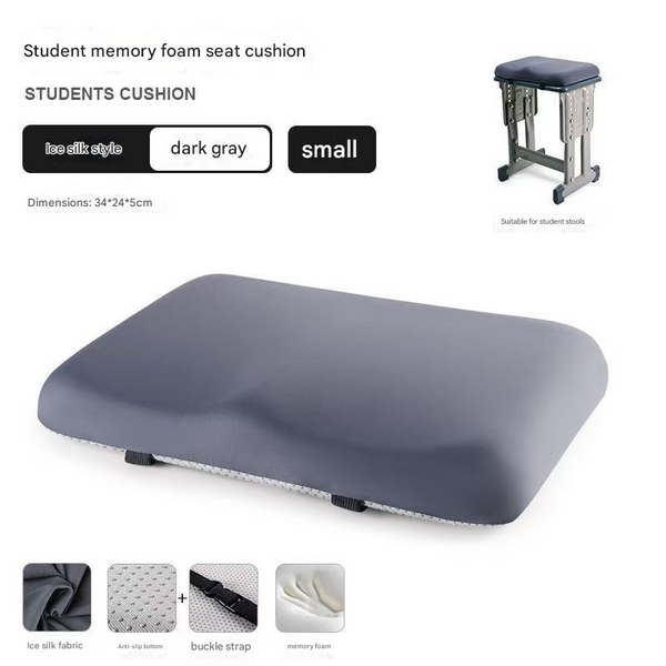 Grey Ergonomic Memory Foam Student Seat Cushion – 34×24×5cm