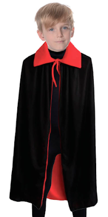 Halloween Kids Fancy Cape Red Black Long Cloak Coat Witch