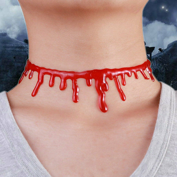 HALLOWEEN NECKLACE Red Drip Blood Choker Gothic Fashion