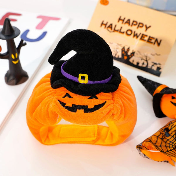 Halloween Pumpkin Hat for Cats - Adjustable Pet Costume