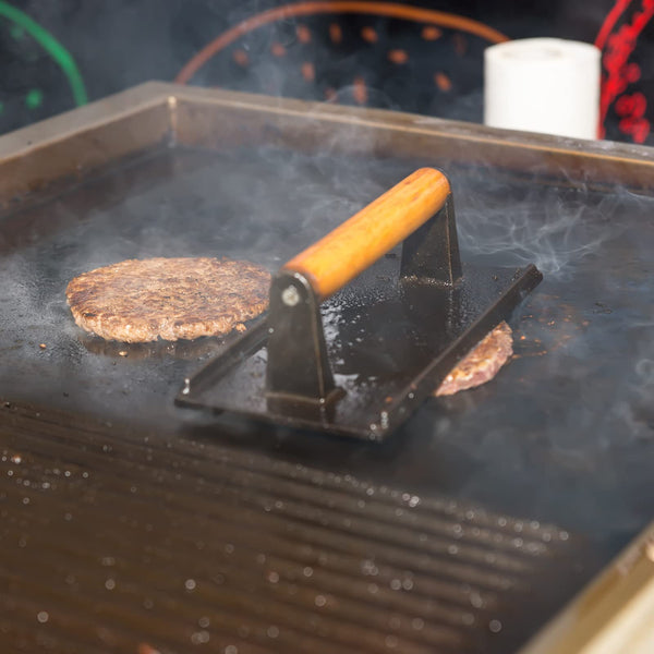 Heavy Duty Round / Rectangle Cast Iron Grill Burger Press