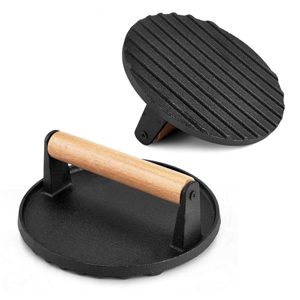 Heavy Duty Round / Rectangle Cast Iron Grill Burger Press