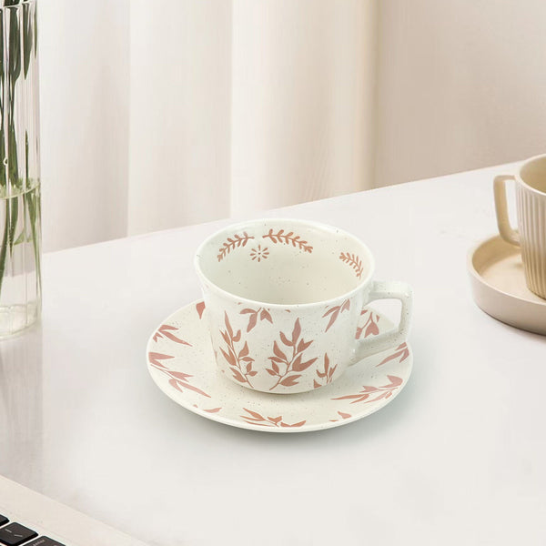 High-Fired Ceramic Stoneware Speckle Cup & Saucer Set 380ml