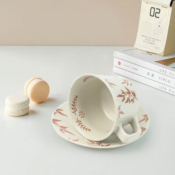 High-Fired Ceramic Stoneware Speckle Cup & Saucer Set 380ml