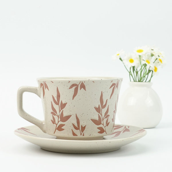 High-Fired Ceramic Stoneware Speckle Cup & Saucer Set 380ml