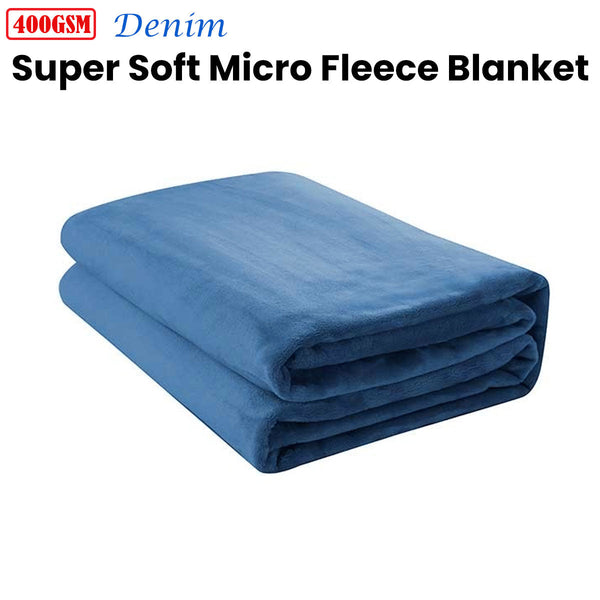 Jason 400GSM Super Soft Micro Fleece Blanket Denim Single