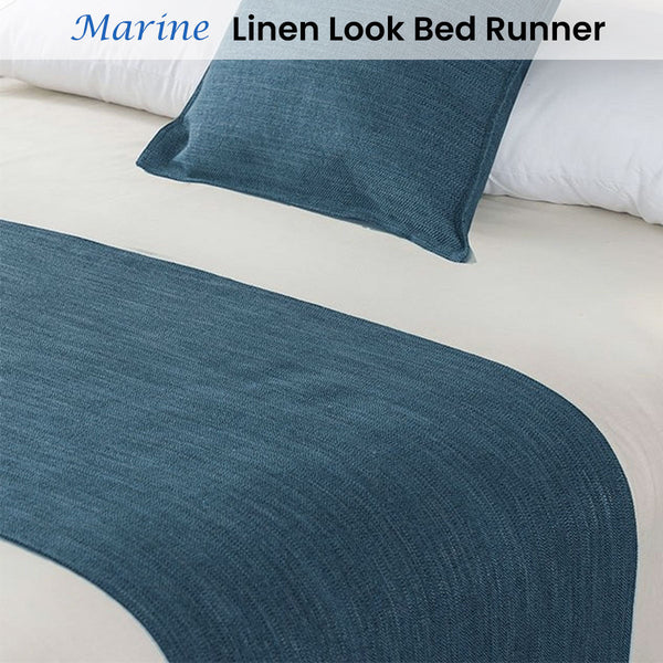 Jason Linen Look Marine Bed Runner Double/Queen - Home &