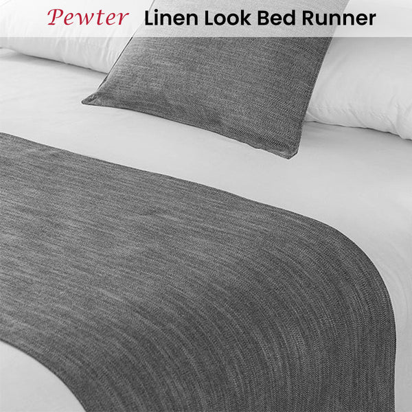 Jason Linen Look Pewter Bed Runner King - Home & Garden >