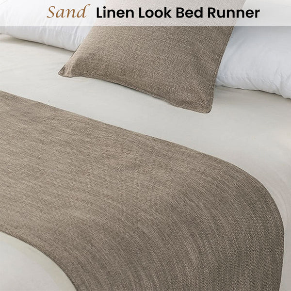 Jason Linen Look Sand Bed Runner Double/Queen - Home &