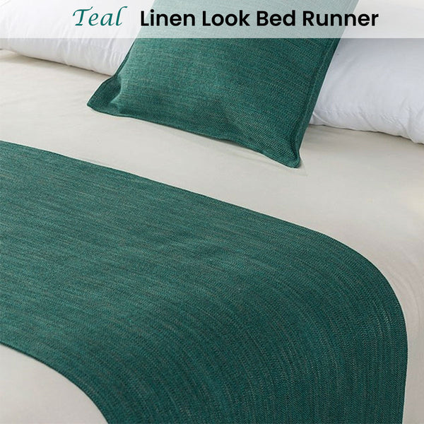 Jason Linen Look Teal Bed Runner Double/Queen - Home &