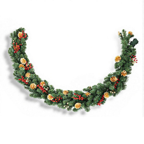 Jingle Jollys 1.8M Christmas Garland Pre-lit LED Pine Cones