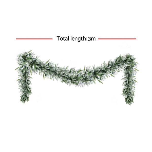Jingle Jollys 3M Christmas Garland Pre-lit LED Lights Snow