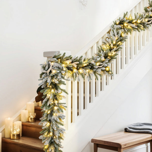 Jingle Jollys 3M Christmas Garland Pre-lit LED Lights Snow