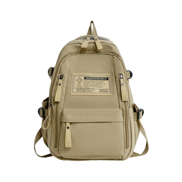 Khaki Stylish and Simple Backpack for High School
