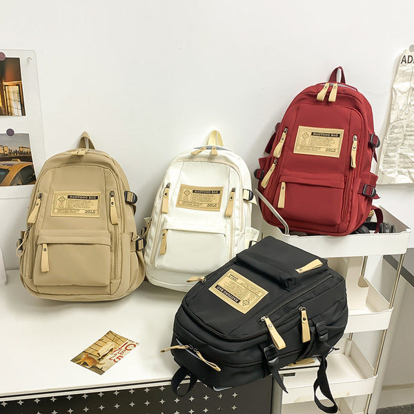 Khaki Stylish and Simple Backpack for High School