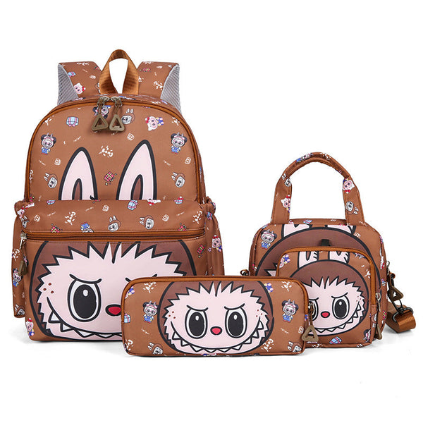 Kids Cartoon Character 3-Piece Backpack Set - Lightweight