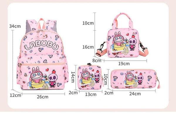 Kids Cartoon Character 3-Piece Backpack Set - Lightweight