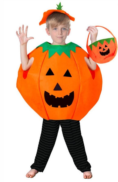 KIDS PUMPKIN COSTUME Halloween Unisex Fancy Dress Up Party