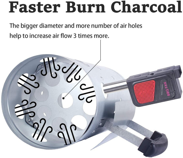 Large Chimney Starter Firewood Quick Rapid Charcoal Lighter