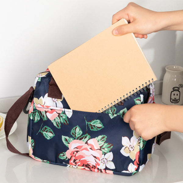 Large Insulated Lunch Bag with Shoulder Strap - Black