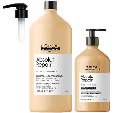 LOREAL ABSOLUT REPAIR SHAMPOO 1500 ML+ CONDITIONER 750 ML + PUMP