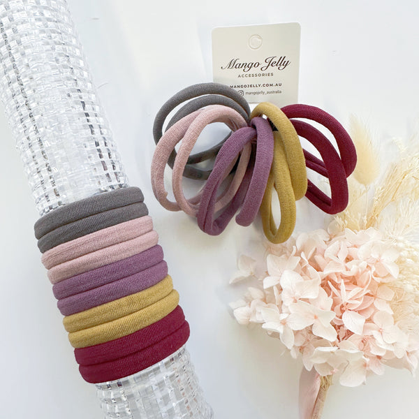 MANGO JELLY Metal Free Hair ties (4.5cm) - Blush Mixed 10P