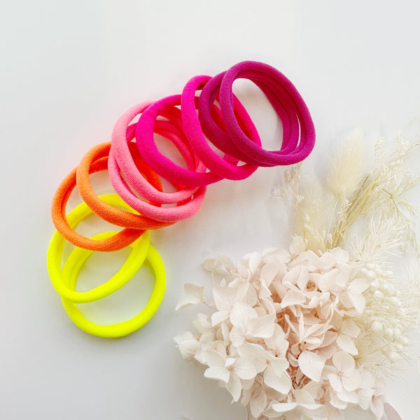 MANGO JELLY Metal Free Hair ties (4.5cm) - Neon Mixed 10P