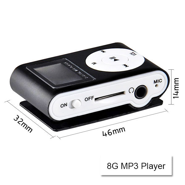 Mini Clip 16G MP3 Music Player With USB Cable & Earphone