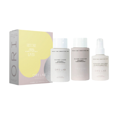 NAK ORI LAB RESTORE TRIO shampoo Conditioner & overnight dew serum